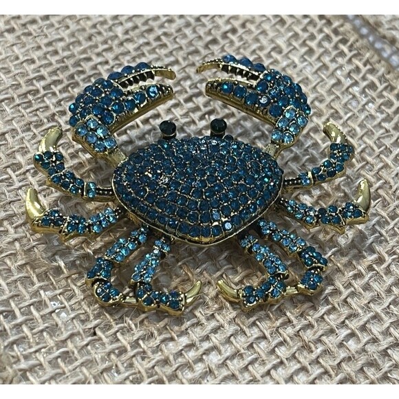 Vintage Heidi Daus Stunning Crystal Rhinestone Chesapeake Crab Brooch, unsigned - Picture 4 of 7